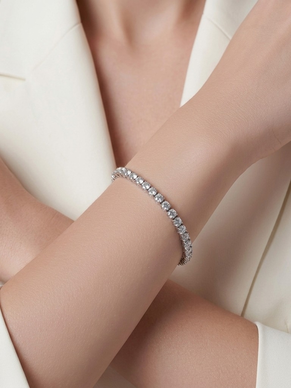 Classic Silver Tennis Bracelet with Cubic Zirconia stones